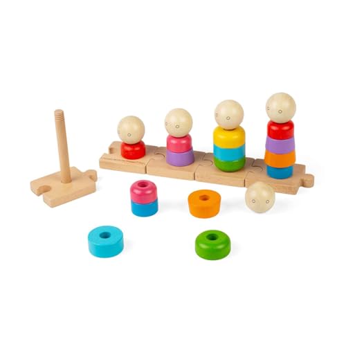 Bigjigs Toys Rainbow Family – Holz-Montessori-Stapelspielzeug, pädagogische Aktivität für frühes Lernen, umweltfreundliche Geschenke für Babys und Kleinkinder, ab 12 Monaten, 25 Stück von Bigjigs Toys