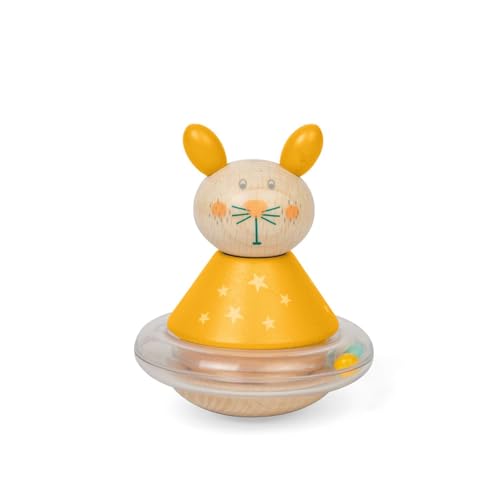 Bigjigs Toys Roly-Poly Hase - Schaukeltier aus Holz für Babys, sensorische Spielaktivitäten, Baby-Rasseln, umweltfreundliche Geschenke, ab 0 Monaten von Bigjigs Toys