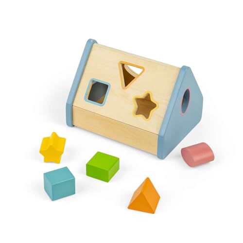 Bigjigs Toys Shape Sorter House - 6pcs Wooden Shape Sorting Puzzle, Educational Games & Puzzles, Montessori Activity, Gifts For Babies & Toddlers, Age 12 + Months Old von Bigjigs Toys