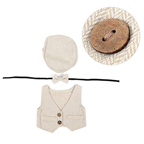 Biitfuu Neugeborenes Baby Fotografie Props Bowtie gestrickt Kostüm Kleinkinder Jungen Fotografie Requisiten mit Gentleman Flat Cap von Biitfuu