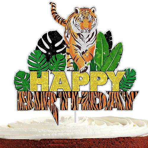 Tiger Cake Topper für Jungen Mädchen Wild One Party Supplies Dschungel Tier Kuchen Topper Glitzer Tiger Happy Birthday Party Dekorationen Safari Kuchen Dekorationen Tiger Cake Topper für Jungen Mädchen Wild One Party Supplies Dschungel Tier Kuchen Topper Glitzer Tiger Happy Birthday Party Dekorationen Safari Kuchen Dekorationen von Bijeoda