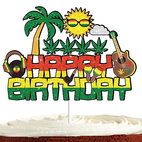 Weed Cake Topper für Erwachsene Geburtstag Have a Dope Leaves 420 Thema Party Supplies Glitter Peace Love Reggae Musik Hippie 70er 60er Jahre Kuchendekorationen von Bijeoda