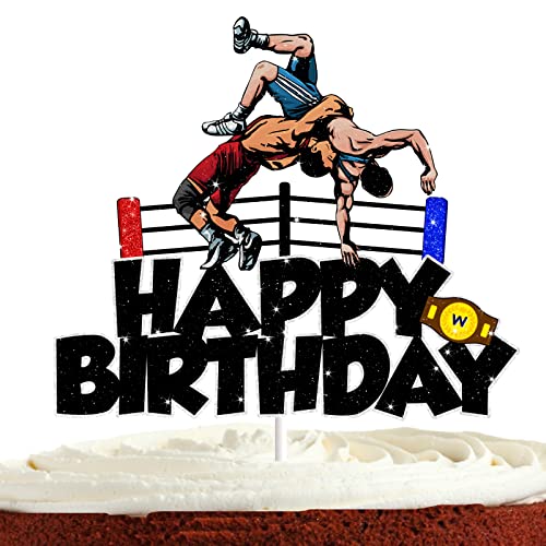 Wrestling Cake Topper für Männer Jungen Wrestling Geburtstag Party Dekorationen WW-E Party Supplies Sport Wrestling Happy Birthday Kuchen Dekorationen von Bijeoda