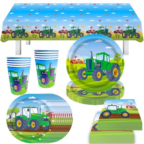 Bikasn 51 Stück Traktor Partygeschirr Kindergeburtstag, 10 Gäste Traktor Partei Dekorationen Traktor Themed Geburtstags Party mit Teller Tassen Servietten Tischdecke für Jungen Mädchen Bikasn 51 Stück Traktor Partygeschirr Kindergeburtstag, 10 Gäste Traktor Partei Dekorationen Traktor Themed Geburtstags Party mit Teller Tassen Servietten Tischdecke für Jungen Mädchen von Bikasun