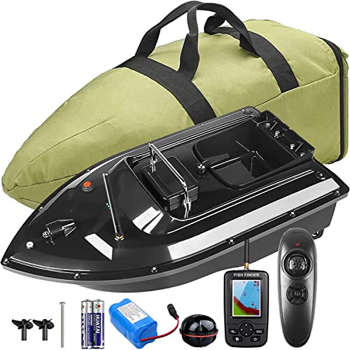 Bilbear Fischköderboot RC Boot Köderboot 500m Fernbedienung Futterboot 1,5kg Laden Doppelmotor Fischfinder mit Sonarsensor Karpfenangeln Angler Geschenke für Männer (Schwarzes Boot mit Fischfinder) von Bilbear