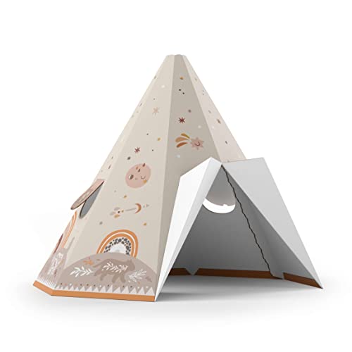 FOLDZILLA Spielhaus XXL 1,32 x 1,22 x 1,55 m aus Pappe Pappspielhaus Karton Haus - Tipi Sternenhimmel FOLDZILLA Spielhaus XXL 1,32 x 1,22 x 1,55 m aus Pappe Pappspielhaus Karton Haus - Tipi Sternenhimmel von FOLDZILLA