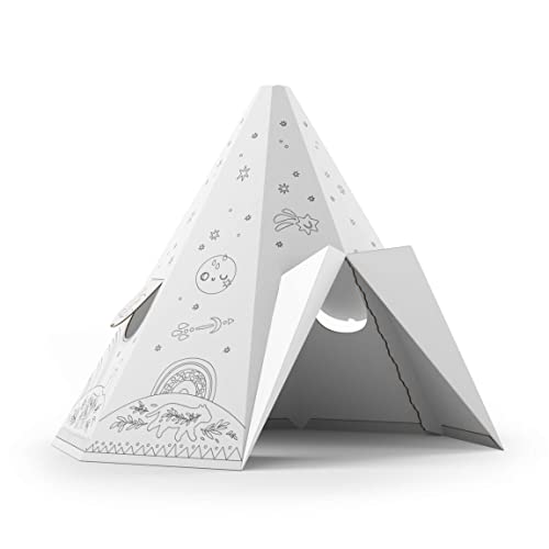 FOLDZILLA Spielhaus XXL 1,32 x 1,22 x 1,55 m aus Pappe Pappspielhaus Karton Haus - Tipi Sternenhimmel zum Ausmalen FOLDZILLA Spielhaus XXL 1,32 x 1,22 x 1,55 m aus Pappe Pappspielhaus Karton Haus - Tipi Sternenhimmel zum Ausmalen von FOLDZILLA