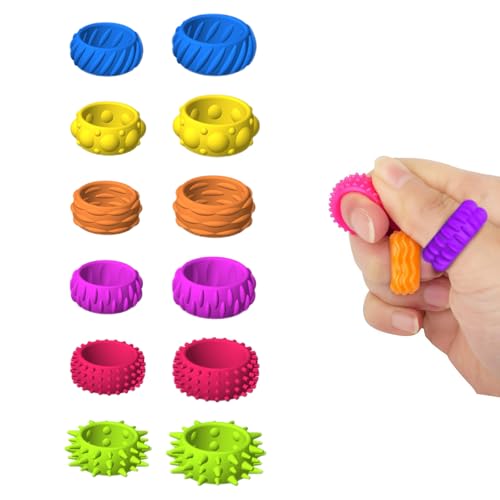 12 Stück Fidget Toys, Anti Stress Spielzeug, Sensorik Fidget Ring Set für Autismus, Beruhigend Bei Stress Angst, Autismus Spielzeug für Stressabbau, Unterhaltsame und Beruhigend von Biliant