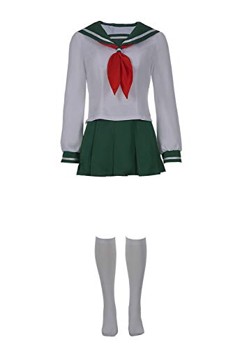 Bilicos Anime Kagome Higurashi Uniform Rock Matrosenanzug Seemann Kleid Outfit Halloween Karneval Cosplay Kostüm (M, Weiß) von Bilicos