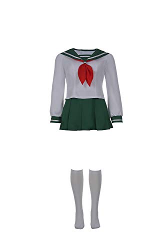 Bilicos Anime Kagome Higurashi Uniform Rock Matrosenanzug Seemann Kleid Outfit Halloween Karneval Cosplay Kostüm (XL, Weiß) von Bilicos