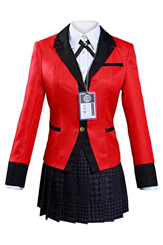 Bilicos Kakegurui Jabami Yumeko Meari Saotome Uniform Rock Outfits Halloween Karneval Suit Cosplay Kostüm Damen XL von Bilicos