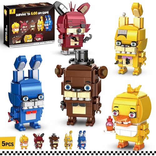 Bilinavy Five Nights Security Breach Bausteinspielzeug, 5 Charaktere Actionfigur, Horror Five Nights Spielspielzeug Merch Bauset Spielzeug für Jungen im Alter von 8–12 Jahren, 988 Teile von Bilinavy