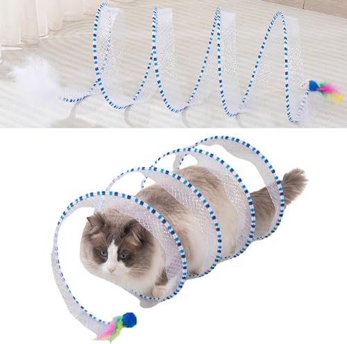 Spiraltunnel Katzenspielzeug, Selbstspiel Katze Jagd Spiraltunnel Spielzeug, Katze Spiraltunnel Spielzeug, Spiraltunnel Selbstspiel Katzenspielzeug für Indoor-Katzen Spielübung (Blau) von Bimhayuu
