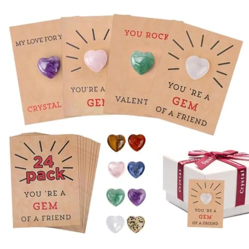 Valentinstagsgeschenke für Kinder, 24 Stück, Valentinstagskarten mit herzförmigen Kristallen, Valentinstagsgeschenk für Jungen, Mädchen, Kleinkinder, Klassenzimmer, Schule, Partygeschenk (2 Sets) von Bimhayuu