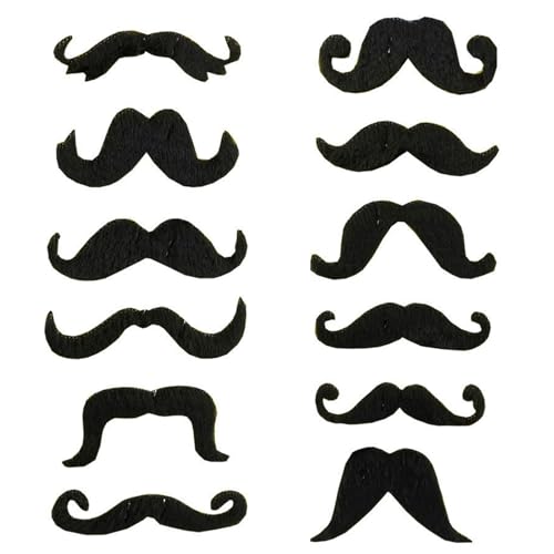 12 Piece Schnurrbart zum Ankleben, Schwarz Kleben Schnurrbart,Kostüm Fake Bart Fasching Kinder BäRte,Mexikaner Bart zum Ankleben Karneval Falsch Detektiv Herren,Super Mario von BinXiaoQin