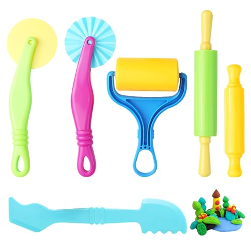 6 Stück Knete Zubehör,Knete Werkzeug Knetwerkzeug Set,Knete ab 2 Jahre Strandspielzeug Kinder,Sandspielzeug Strand Spielzeug,Wiederverwendbare Spielzeug Strand,Kinder Outdoor Beach Knetwerkzeug von BinXiaoQin