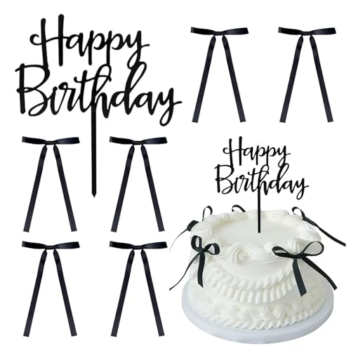 7 Stück Cake Topper Geburtstag,Torten Deko Buchstaben,Tortendeko Schwarz Personalisiert,Schwarze Schleifen Deko Torte,Geburtstagstorte Deko Set,Black Ribbon für Birthday Party Dekorationen mit Banner 7 Stück Cake Topper Geburtstag,Torten Deko Buchstaben,Tortendeko Schwarz Personalisiert,Schwarze Schleifen Deko Torte,Geburtstagstorte Deko Set,Black Ribbon für Birthday Party Dekorationen mit Banner von BinXiaoQin