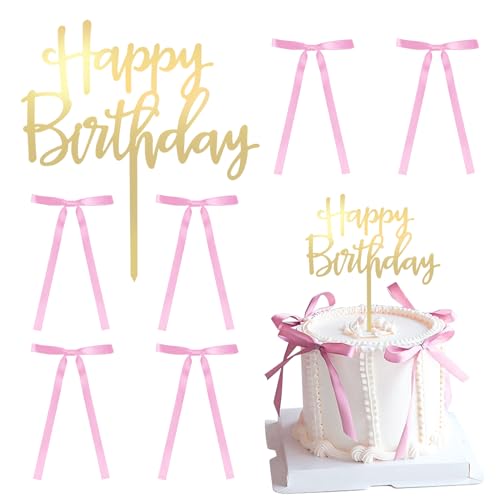 7 Stück Cake Topper Geburtstag,Torten Deko Buchstaben,tortendeko Rosa Schleife Geburtstagstorte,schleifen für torte,geburtstagstorte deko,Birthday Party Geburtstagstorten-Deko Set mit Personalisiert 7 Stück Cake Topper Geburtstag,Torten Deko Buchstaben,tortendeko Rosa Schleife Geburtstagstorte,schleifen für torte,geburtstagstorte deko,Birthday Party Geburtstagstorten-Deko Set mit Personalisiert von BinXiaoQin
