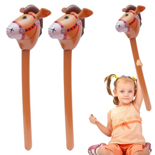 2-Stück Steckenpferd Basteln,Aufblasbares Stockpferd für Kinder Aufblasbaren,Steckenpferd kinder,Hobby Horse,für Geburtstagsdeko Party Kinder Puppe Spielzeug Garten Aufblasbares Horse Bastelset Braun von BinXiaoQin