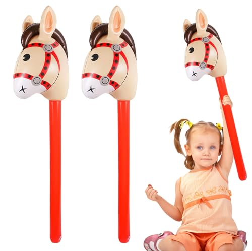 2-Stück Steckenpferd Basteln,Aufblasbares Stockpferd für Kinder Aufblasbaren,Steckenpferd kinder,Hobby Horse,für Geburtstagsdeko Party Kinder Puppe Spielzeug Garten Aufblasbares Horse Bastelset Rot von BinXiaoQin