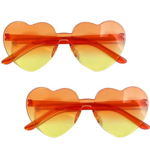 2 Stück Orange Brille Sonnenbrille Orange,Herzbrille,Randlos Brille Herzform,Damen Glitzer,Karneval,Lustige Accessoires Frauen & Mädchen,für Kostüm Party DekorationenGlasses mit Retro Gelb,Sunglasses 2 Stück Orange Brille Sonnenbrille Orange,Herzbrille,Randlos Brille Herzform,Damen Glitzer,Karneval,Lustige Accessoires Frauen & Mädchen,für Kostüm Party DekorationenGlasses mit Retro Gelb,Sunglasses von BinXiaoQin