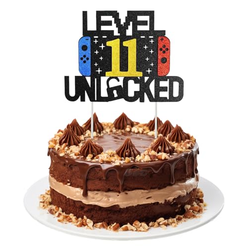 Videospiel Tortendeko Geburtstag,11 Geburtstag Junge Videospiel Cupcake Topper,geburtstag 11 Jahre Junge Glitzer Gaming Deko,Minecraft Cake Topper,Kindergeburtstag Party Spielkonsolen Thema Tortendeko von BinXiaoQin