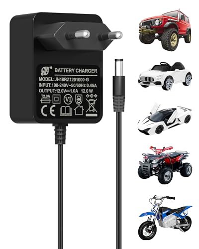 12V Ladegerät für Elektroautos für Kinder, 12V 1A Universelles Ladegerät Kinderfahrzeuge für Elektro-Spielzeugautos, Motorrädern SUV ATV Auto eine Vielzahl von Elektroautos, 2,1mm x 5,5mm DC-Stecker von Binamao