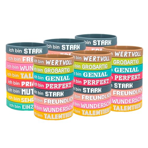 Binblin 48 Stück Motivationsarmbänder für Kinder, Silikonarmband, Gummi Armband, Mutmacher, Party Motivationsgeschenke für Studenten, Teenager Binblin 48 Stück Motivationsarmbänder für Kinder, Silikonarmband, Gummi Armband, Mutmacher, Party Motivationsgeschenke für Studenten, Teenager von Binblin