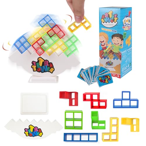 Binblin 64PCS Tetris Spiel,Tetra Tower Spiel,Stapelspiel, Balance Spielzeug Tower Game,Tetris Spiel Kinder,Schaukelstapel Spiel Stacking Block Balancing Game für Kinder ab 5 Jahren von Binblin