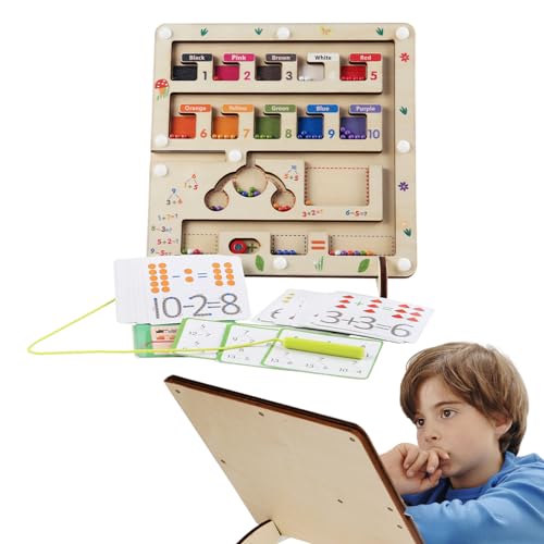 Binblin Magnetisches Farb und Zahlenlabyrinth,Montessori-Spielzeug für Kinder ab 3 Jahren,hölzernes Puzzle-Aktivitätsbrett,Lehrreiches Zählspielzeug für Kleinkinder,Jungen,Mädchen,Vorschulkinder von Binblin