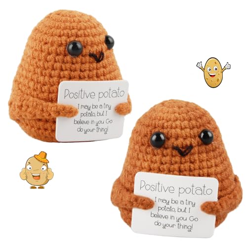 Binggunyo 2 Stück Pocket Hug Positive Potato, Kreative Strickwolle Positive Kartoffel Puppe, Lustige Geschenke, Glücksbringer Mutmacher Geschenk für Frauen Männer Kollege Geduldig Familie und Freunde von Binggunyo