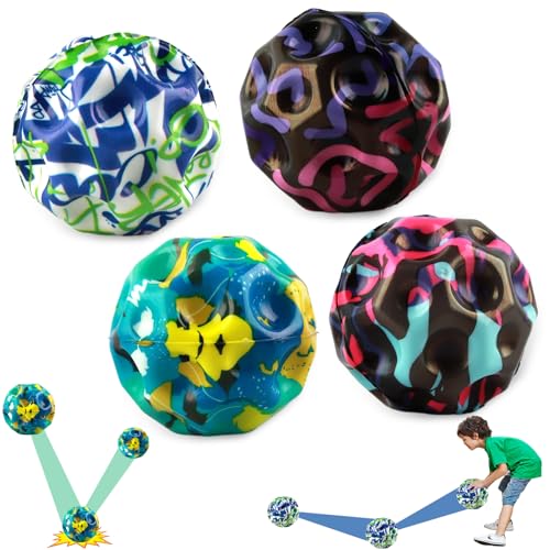 Binggunyo Astro Jump Ball, 4 Stück Moon Ball, Springender Ball, Hohe Sprünge Gummiball, Jumping Ball Moon Spaceball Super High Bouncing, Spaceball Gummiball für Kinder im Freien Party Gift (A) von Binggunyo