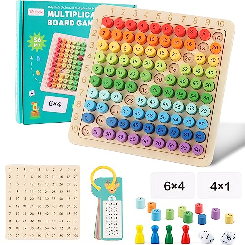 Montessori Multiplikationsbrett, Multiplikationstafel Holz, Einmaleins Brett, Multiplikationstabelle Kinder, 1x1 Lernen Spiel für Mathematische Manipulationen Kinderzählspielzeug von Binggunyo