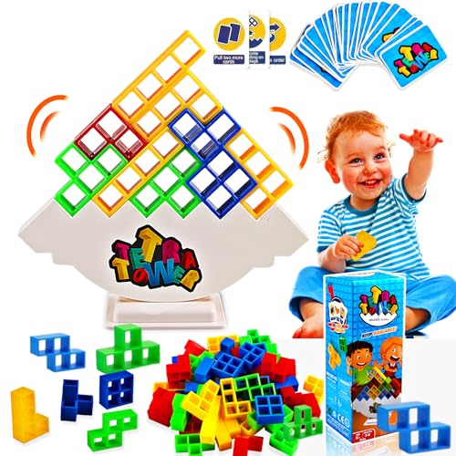 Tetra Tower Balance-Spiel, Tetris Balance Spielzeug Tower Game, Tetra Tower Spiel,Tetris-Balance-Baustein Schaukelstapel Hoch Kinder-Balance-Spielzeugfür Jungen Und Mädchen Ab Jahre 3+ (32pcs) von Binggunyo