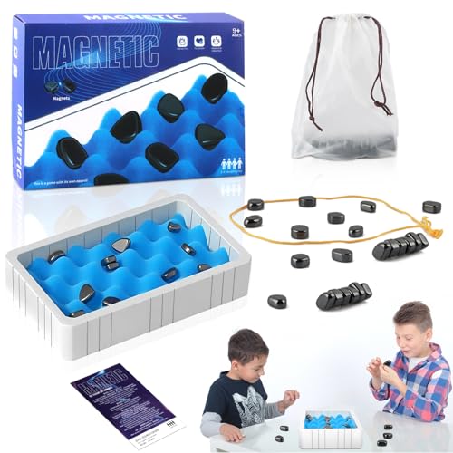 Binggunyo Tisch Magnetspiel,Magnetisches Schachbrett,Tragbares Magnet-Steinbrett,Schach-Brettspiel mit Magnetischer Wirkung,Puzzle Checkers Spiel,Magnetisches Steinspiel für Familientreffen,Camping von Binggunyo