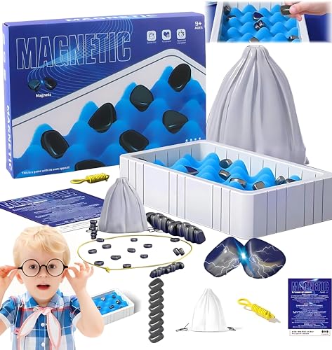 Tisch-Magnetspiel, Magnetisches Stein-Brettspiel mit Magnetischer Wirkung, Pädagogisches Dame-Spiel, Schach-Brettspiel Set, Tragbares Magneteffekt-Schachspiel Familienspiel Für Partyzubehör und Reisen von Binggunyo