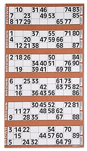 Bingo Tickets 600 Block 6 auf einem Blatt 1-90 perforiert (braun) von Bingosupermarket