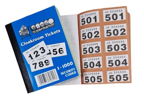 Bingosupermarket Tombola-Tickets 1-1000 Garderobentickets, verschiedene Farben, umrandet, Braun von Bingosupermarket