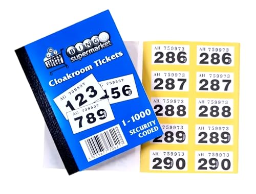 Bingosupermarket Tombola-Tickets 1-1000 Garderobentickets, verschiedene Farben, umrandet, Gelb von Bingosupermarket