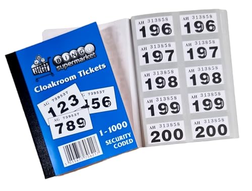 Bingosupermarket Tombola-Tickets 1-1000 Garderobentickets, verschiedene Farben, umrandet (Grau) von Bingosupermarket