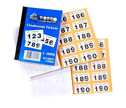 Bingosupermarket Tombola-Tickets 1-1000 Garderobentickets – sortierte Farben, umrandet (Orange) von Bingosupermarket
