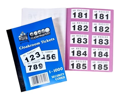 Bingosupermarket Tombola-Tickets 1-1000 Garderobentickets – verschiedene Farben umrandet (Kirschrosa) von Bingosupermarket