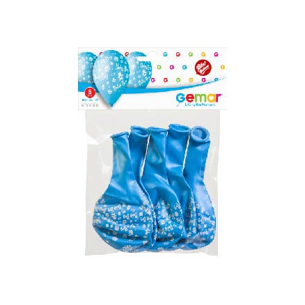 Bini Ballons Luftballons Baby Boy Hellblau Ø29cm - 5 Stück von Bini Balloons