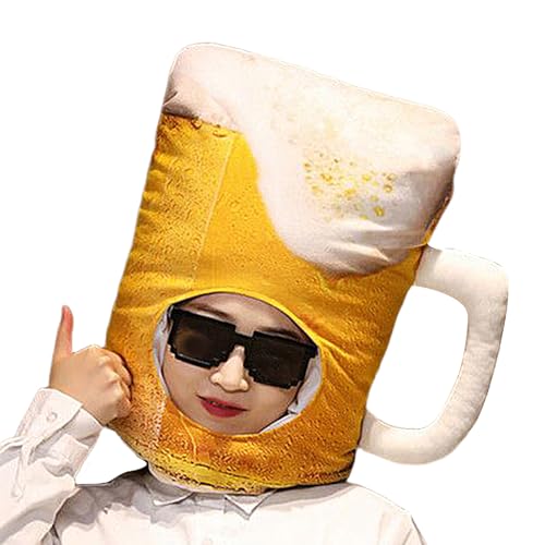 Biniveil Bierkrug Kopfbedeckung,Lustiger Bierhut Cosplay Verkleidung | Bequeme Cosplay Kopfbedeckung Für Auftritte Fotografie Partys Themenevents Bühne Kneipe Halloween Oktoberfest Maskerade von Biniveil
