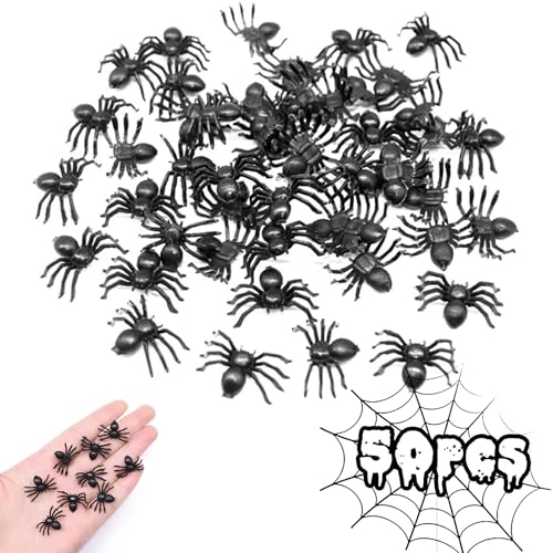 Biniveil Gefälschte Spinnen, Halloween-Spinnen - 50X realistische Spinnen | Halloween-Streich-Requisiten für Kostümpartys, Karneval, Halloween-Scherzdekoration von Biniveil