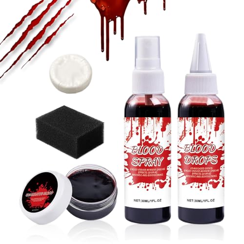 Biniveil Künstliches Blut | Realistisches Waschbares Kunstblut Spray Für Gesicht | Grusel Kostümzubehör Für Zombie Vampir Rollenspiel Bühne Streich Fotos Biniveil Künstliches Blut | Realistisches Waschbares Kunstblut Spray Für Gesicht | Grusel Kostümzubehör Für Zombie Vampir Rollenspiel Bühne Streich Fotos von Biniveil
