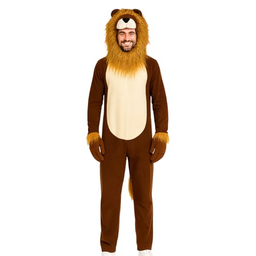 Biniveil Löwenkostüm Mit Mähne, Cosplay Tierkostüm, Realistisches Tierkostüm Für Bühne Theater Karneval Cosplay von Biniveil