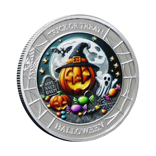 Biniveil Seltene Münze - Halloween Münze Mit Schreckensmotiv - Festliches Andenken Als Festtagsdekoration Für Familie Party Deko Zuhause Ausstellung von Biniveil