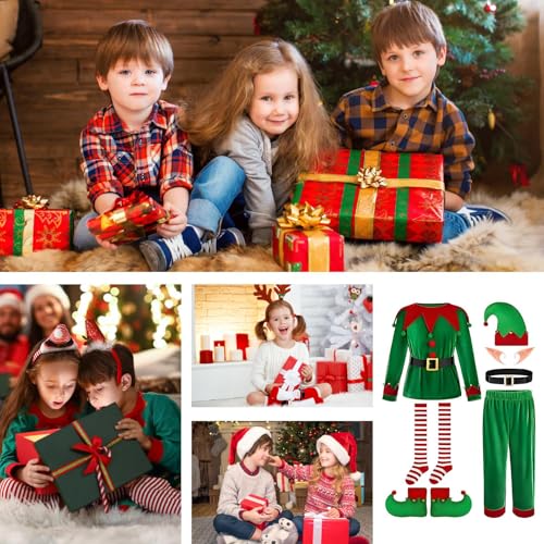 Biniveil Weihnachtskostüme für Kinder | Weihnachtself Kostüm Festliches Outfit | Rollenspiel Kostüm Für Zu Weihnachten Für Themenparty Theateraufführung Und Fotoshooting von Biniveil