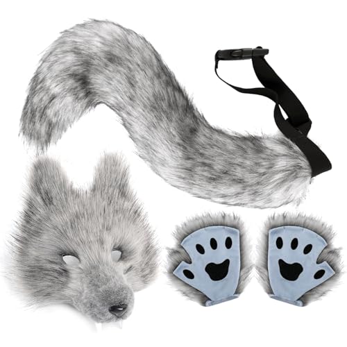 Biniveil Wolf Kostüm Set | Halloween Kunstfell Wolf Zubehör | Damen Verkleidung Cosplay Outfit für Halloween | Maskerade Karneval Modenschau Bühnenauftritt Rollenspiel Biniveil Wolf Kostüm Set | Halloween Kunstfell Wolf Zubehör | Damen Verkleidung Cosplay Outfit für Halloween | Maskerade Karneval Modenschau Bühnenauftritt Rollenspiel von Biniveil
